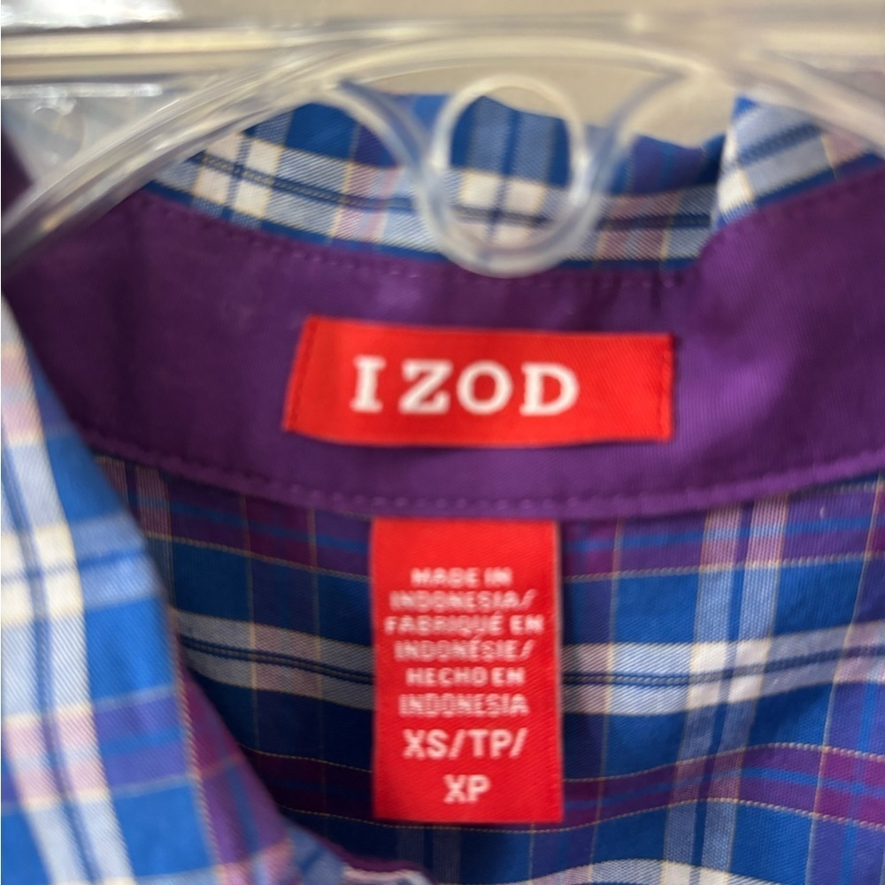 Izod Blue and Purple Plaid Shirt Dress - Picture 2 of 5